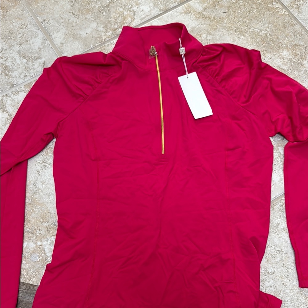 Lilly Pulitzer Justine Half Zip Raspberry Rouge